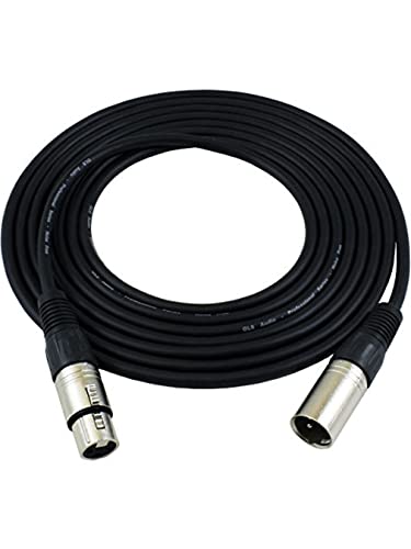 GLS Audio 12ft Mic Cable Patch Cords - XLR Male to XLR Female Black Cables - 12' Balanced Mike Snake Cord - Single - 12 feet - Black - 1