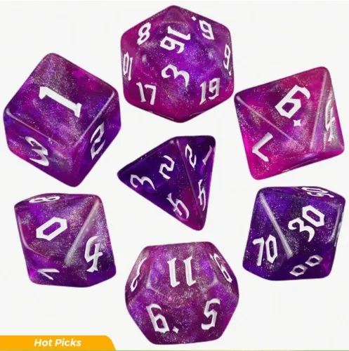 7pcs Iridescent Glitter RPG Polyhedral Dice Set For D&DGame Dungeon And Dragons Table Board Roll Playing Games