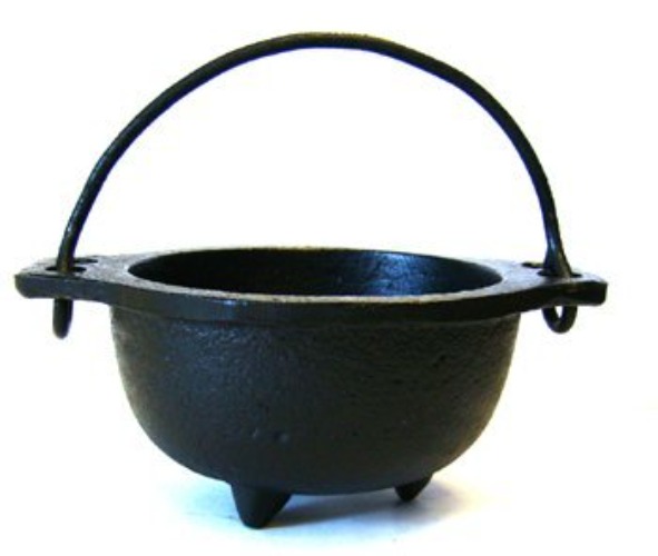 Cast Iron Cauldron w/Handle, Ideal for smudging, Incense Burning, Ritual Purpose, Decoration, Candle Holder, etc. (5" Diameter Handle to Handle, 3" Inside Diameter) - 3" Diameter