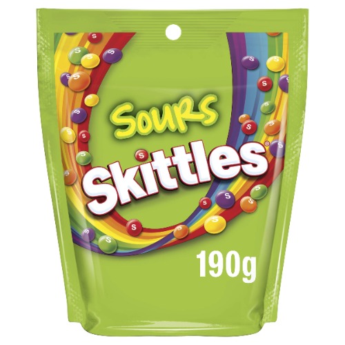 Skittles Sours Chewy Lollies Snack and Share Party Bag 190g