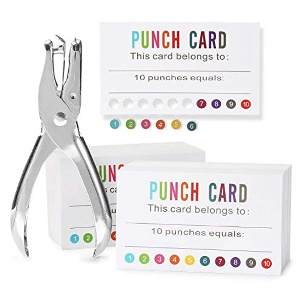 ONEDONE Punch Cards (Pack of 200) Reward Punch Cards for Classroom Behavior Incentive Awards for Kids Students Teachers Home Classroom School Business Loyalty Gift Card - 3.5" x 2"