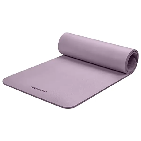 Retrospec Solana Yoga Mat 1/2" Thick w/Nylon Strap for Men & Women - Non Slip Exercise Mat for Yoga, Pilates, Stretching, Floor & Fitness Workouts - Violet Haze - 1/2 inch