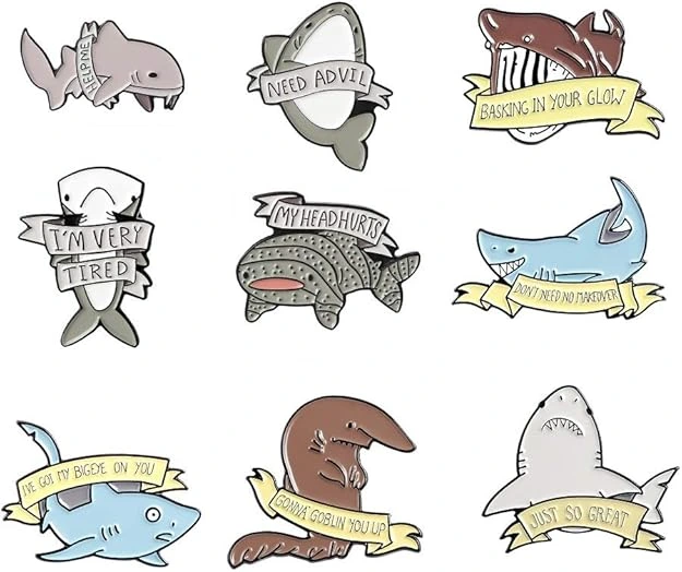 9pc Unokay Shark Enamel Pin Set