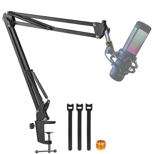 Boom Arm For Hyperx Quadcast Microphone, Adjustable Suspension Mic Scissor Stand, For Studio Recording & Broadcasting Compatible with Hyper X QuadCast S Mic By YUZUHOME - Black Boom Arm