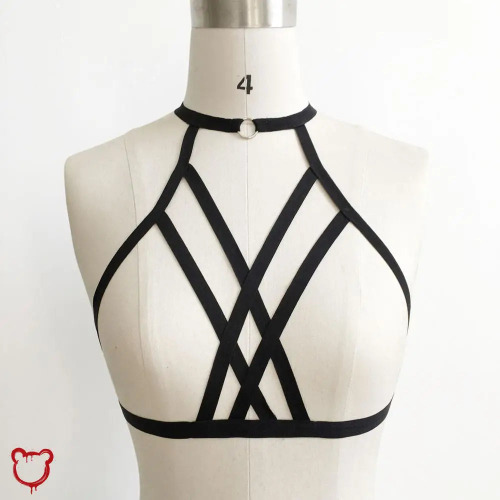 Black Sexy Goth Harness Cage Bra
