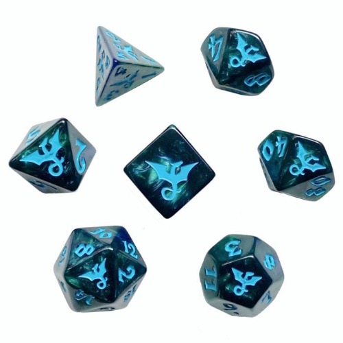 Black Oak Dice - Dragon RPG Dice Set - Sea