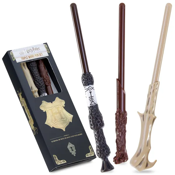 Harry Potter Zauberstab Stifte Set 3-er Kugelschreiber Set Fanartikel - 