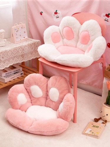 Paw Print Seat Cushion - White / 70x80cm