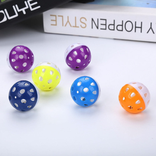 10 pcs Plastic Cat Toy Ball with Bell Ring