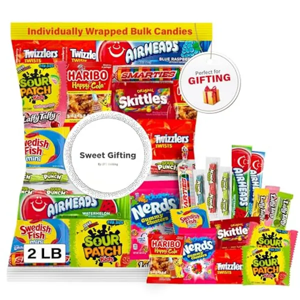 Sweet Gifting Assorted Candy Variety Pack - 2LB Bulk Candy Individually Wrapped - Candy Bags for Kids Birthday Party - Candy Bulk Assortment Pinata Stuffers - Mixed Candy Bags Party Favors