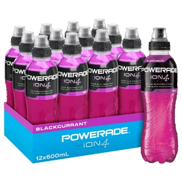 Powerade ION4 Blackcurrant Sports Drink, 12 x 600ml