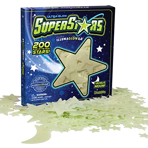 Stocking Stuffers for Kids - Glow in The Dark Stars, Includes Installation Putty, Bonus Moon and Star Constellation Guide, Only Stars Powered by Illumaglow2.0 - Ultra-Glow Super Stars