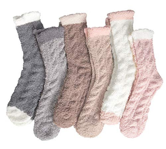 Loritta Fuzzy Socks for Women, Warm Soft Fluffy Socks Winter Cozy Cute Animal Slipper Socks Gifts - Large - L-solid Patchwork 02