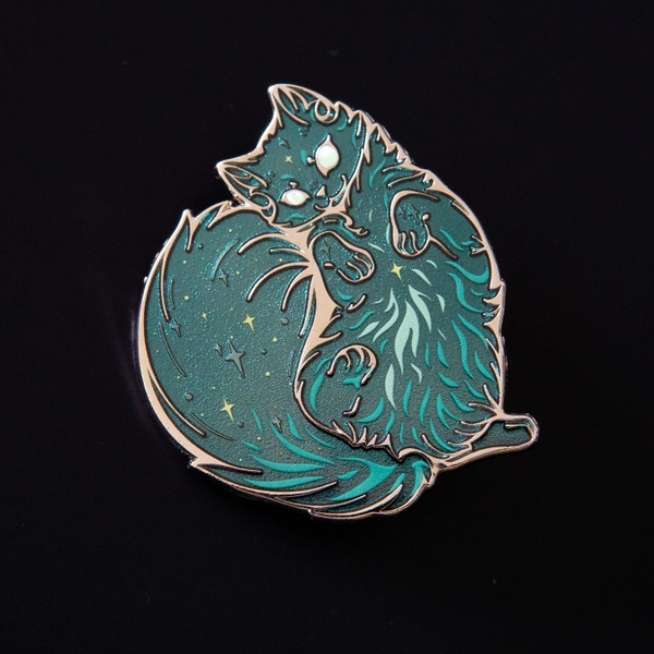 Spider Nebula Cat Pin - LIMITED EDITION 75 units - 55mm/2.16&quot; tall Translucent Enamel Pin