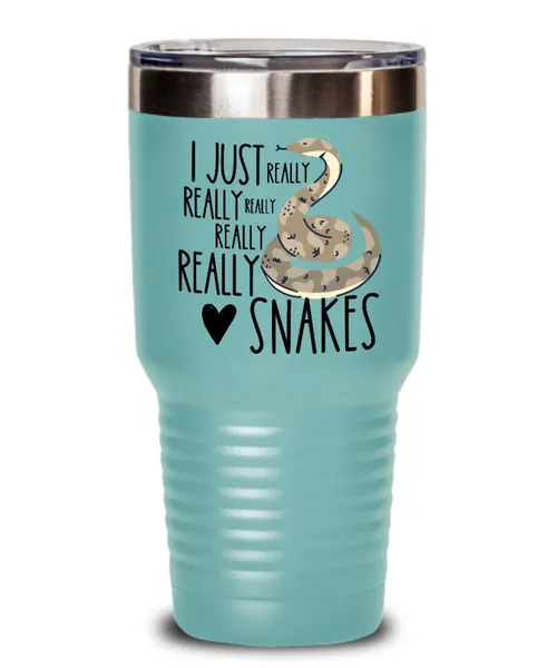 Funny snake lover gift love snakes insulated tumbler travel mug Snake mom gift Snake dad gifts snake owner gifts I really love snakes gifts