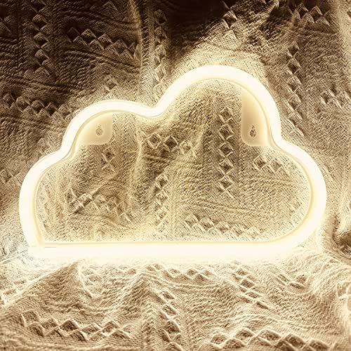 VagaryLight Cloud Neon Sign Cloud Light Aesthetic Room Decor for Teen Girls Warm White Cloud Wall Decorative Night Light for Bedroom Kids Room Home Decor Neon Light Battery and USB Powered (NECLD) - Warm White