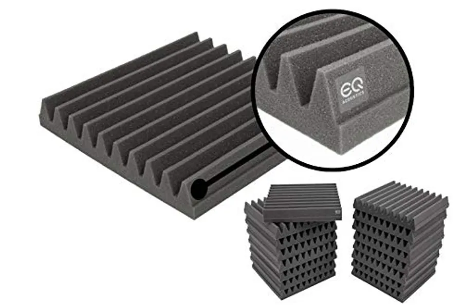 16 Pack, 2" Thick EQ Acoustics Premium Acoustic Foam Tile Kit, 30 x 30 x 5cm Classic Wedge Tiles. Better Sound For Home Studios, YouTubers, Podcasting, Sound Recording