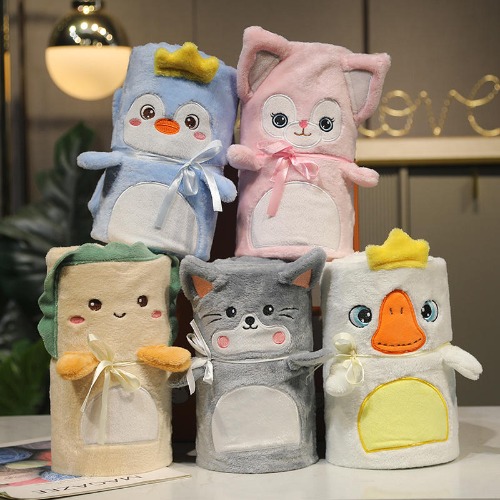 Cozy Cartoon Animal Fleece Baby Blanket - 80*100cm / 3