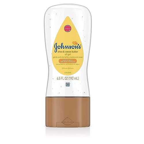 Johnson's Baby Oil Gel, Moisturizing Baby Massage Mineral Oil Enriched with Shea & Cocoa Butter, Dry Skin Relief for Babies, Kids & Adults, Nourishing & Gentle on Delicate Skin, 6.5 fl. oz - 6.5 Fl Oz (Pack of 1)