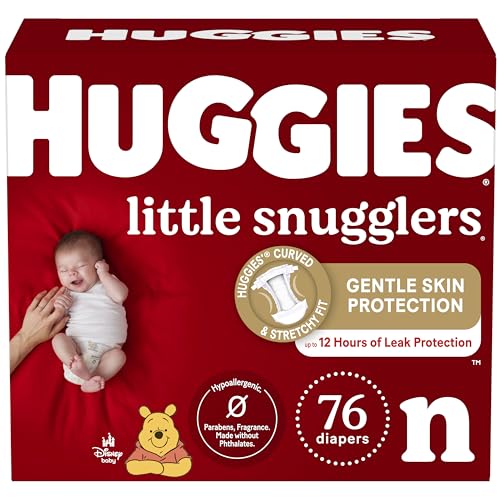 Huggies Newborn Diapers Little Snugglers Newborn Diapers, Size 1 (up to 10 lbs), 76 Count - Newborn - 76