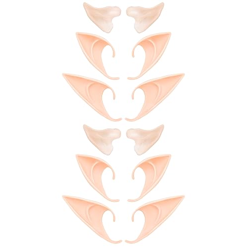 Elf Ears Cosplay Masquerade Accessories - Fairy Pixie Soft Pointed Tips Anime Party Dress Up Costume for Halloween - 6 Pairs