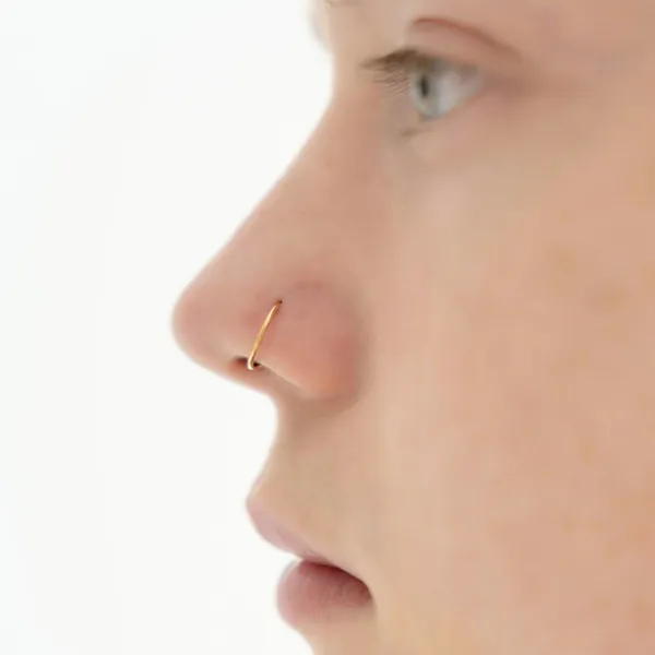 Gold Nose Ring, Nose Piercing, 14k Gold Filled Nose Ring, Silver Nose Ring Hoop, Thin Nose Piercing Jewelry, Small Nose Ring, 6mm, 7mm ,8mm