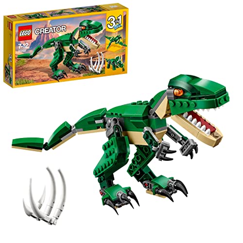 LEGO 31058 Creator Mighty Dinosaurs Toy, 3 in 1 Model, T. rex, Triceratops and Pterodactyl Dinosaur Figures, Gifts for 7-12 Year Old kids, Boys & Girls - Dinosaurs