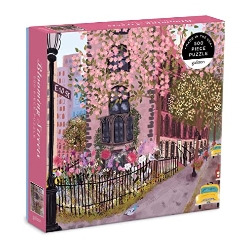 Blooming Streets 500 Piece Puzzle from Galison - Beautifully Illustrated Jigsaw Puzzle of a Local NYC Street, Fun & Challenging, Unique Gift Idea - Jigsaw Puzzle