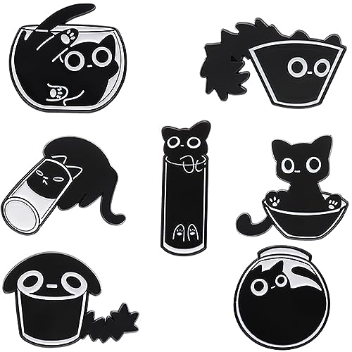 Black Cat Enamel Pins for Women Girl Cute Animal Enamel Brooch Pins for Jackets Playful Cat Enamel Brooch Badge DIY Accessories Decor(All) - YD185