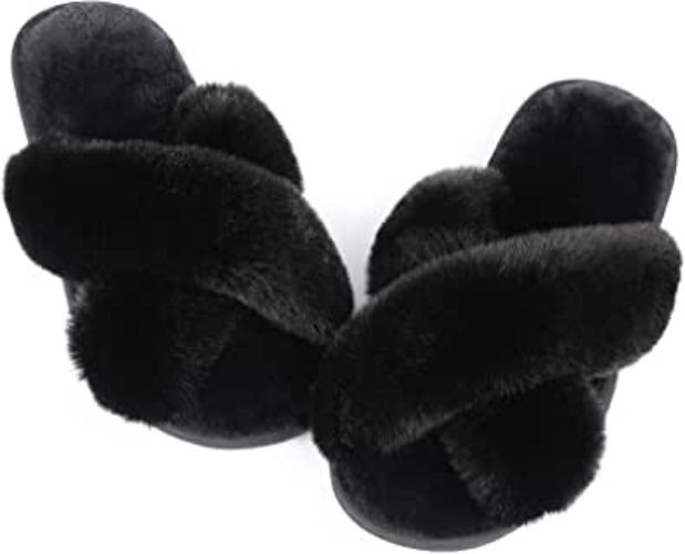Womens Fuzzy Memory Foam Slippers