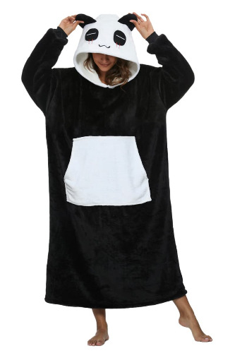 Panda Wearable Blanket Sweatshirt Unisex Oversized Animal Hoodie Blanket Thick Warm with Giant Pocket