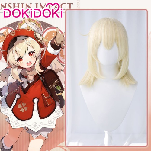 【Ready For Ship】DokiDoki GenShin Impact Cosplay Wig Klee Women Short Blonde | KLEE