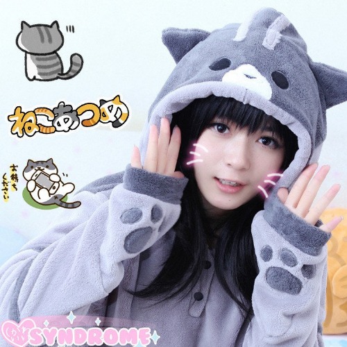 Neko Atsume Grey Hoodie Sweater SD00457 | L