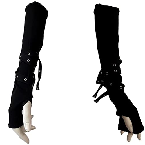 Goth Arm Warmers Fingerless Gloves for Women Gothic Steampunk Accessories Black Arm Sleeves - Arm Sleeves for Women Mall Goth