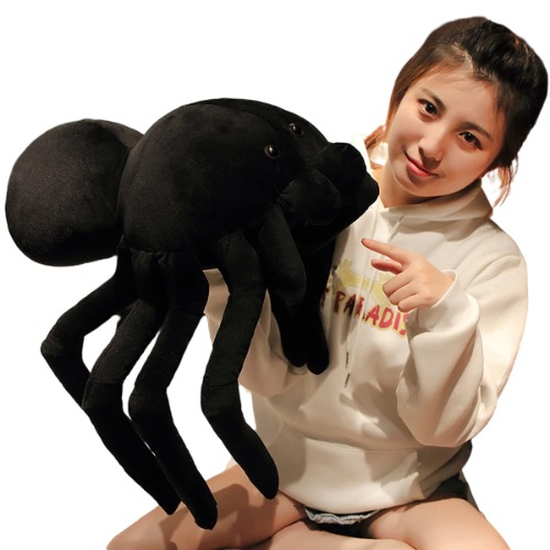 Giant Realistic Black Spider Stuffed Animal Kids Huge Funny Toys Doll Stuffed Spiders Sleeping Plush Pillow Cushion for Boys Girls Children's Day Gift (19.6 inch x 31.5 inch / 50cm x 80cm)