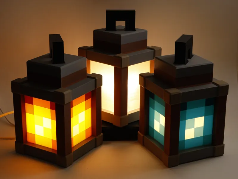 Pixelated Night Light Lantern - Night Lamp Birthday Gift - Kids Bedroom Decoration - Gamer Room Decor