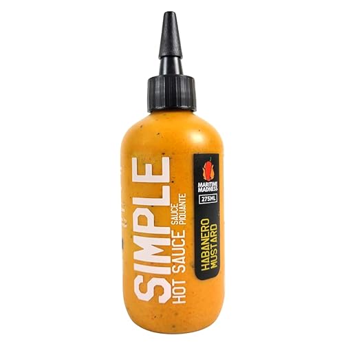 Simple Habanero Mustard Hot Sauce, Maritime Madness, 275ml Squeeze Bottle, Vegan, Gluten Free, Dairy Free, Low Sodium, No Added Sugar, Keto-friendly, Made in Canada
