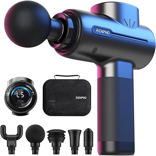 RENPHO Massage Gun, Powerful Massager Gun for Athletes, Percussion Massage Gun, Portable Hand held Electric Massager for Back, Carry Case, Gifts for Men Women, Active - Active