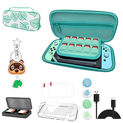 Carrying Case for Switch - iofeiwak Hard Shell Storage Bag for Leaf Crossing NS Console and Accessories - Handle Design & Coms with Accessories - [All in One Bundle] [Ideal Gift]