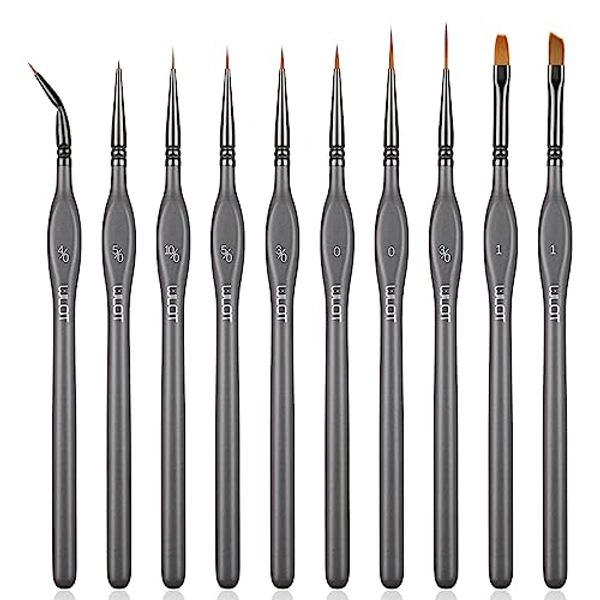 Fine Detail Brushes with Triangular Handles,10 Miniature Brush for Fine Detailing & Art Painting,Acrylic&Nail, Models,Watercolour, Miniatures,Oil, Figures.(Golden Maple Series）