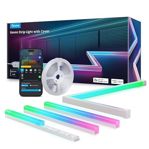 Govee RGBIC LED Strip 10M mit LED Profil, Smart LED Streifen Kompatibel mit Alexa & Google Assistant, LED Schiene mit LED Strip für Schlafzimmer, Sockelleisten, Kabinett, 64 Szenenmodi, APP-Steuerung - 10M