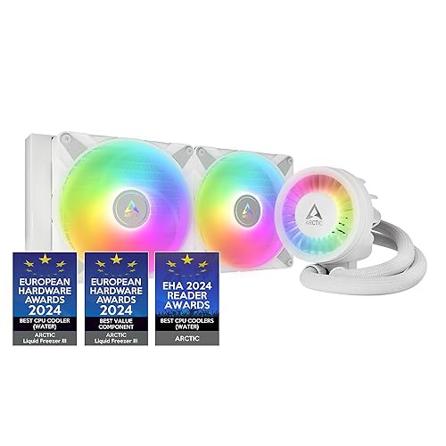 ARCTIC Liquid Freezer III 280 A-RGB - Wasserkühlung PC, AIO CPU Wasserkühler, Intel & AMD, effiziente PWM-gesteuerte Pumpe, Lüfter: 200–1900 rpm, LGA1851 und LGA1700 Contact Frame - Weiß - weiß