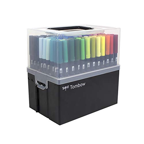 108-Piece Dual Brush Pen Set by Tombow - Complete Marker Collection in Portable Case - 108-Piece Set