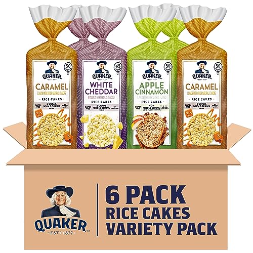 Quaker Large Rice Cakes, Gluten Free, 3 Flavor Variety Pack, 6 Count - Flavored Variety
