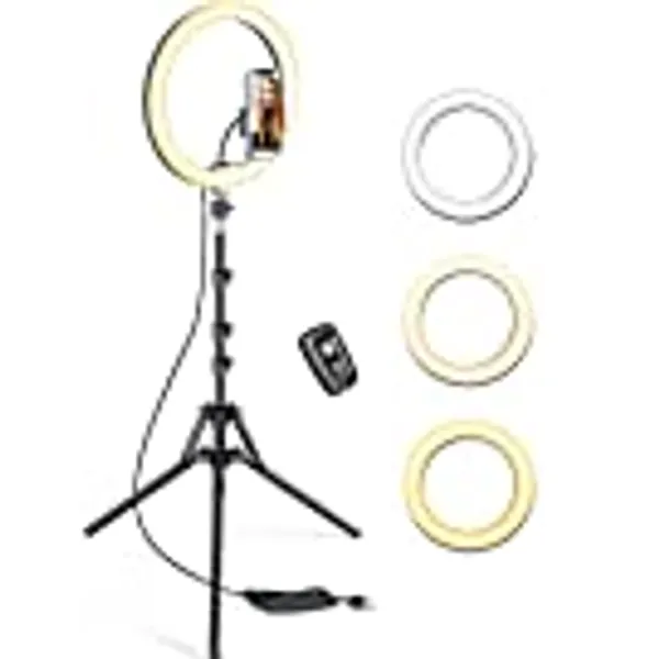 12,6 Zoll Ringlicht mit Groß Stativ Handy (Gesamthöhe 180 cm), Pnitri Großes Ringleuchte & Selfie-Ringlicht für Live-Streaming, Make-up, YouTube, TikTok Videos, Fotografie