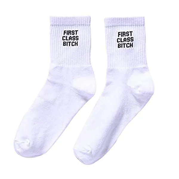 Techwills 1 Paar Unisex Cool Letter Print Baumwollsocken Weiß Herren Damen