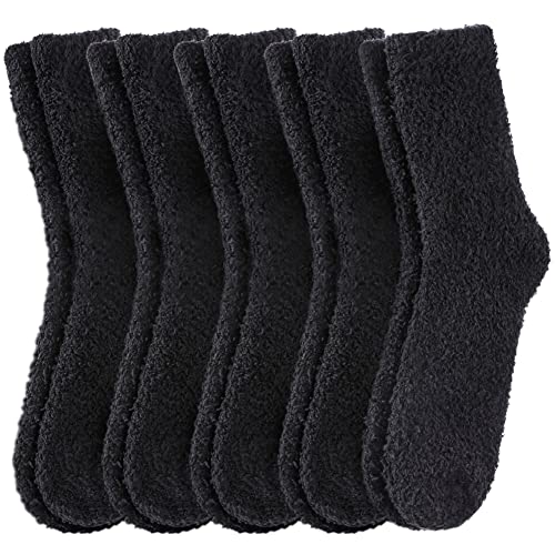 MQELONG Womens Super Soft Fuzzy Cozy Home Sleeping Socks Microfiber Winter Warm Slipper Socks - One Size - 5 Pairs Black /B