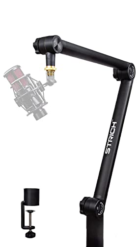 STRICH Boom Arm Mic Stand, Microphone Arm Stand, 360° Rotatable, Adjustable Heavy Duty Mic Arm Boom with 3/8'' to 5/8'' Screw Adapter, Desk Clamp Mount for Podcast, Video Gaming, Studio Audio