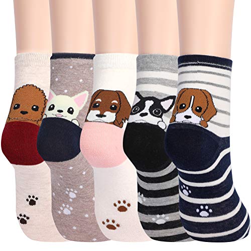Jeasona Women's Cat Socks Cute Animal Socks Owl Dog Gifts for Women - Multicoloured Heel Dog