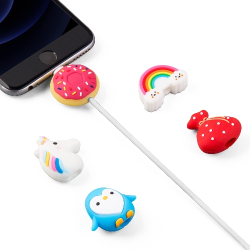 Cute Cable Protector for iPhone Cable, SUNGUY 5pcs Animal Charger Protector, USB Charger Cord Protector, Cable Saver - 5Pack